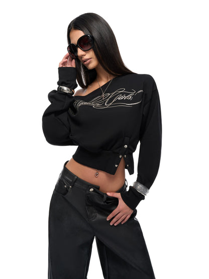 Crop Sweatshirt &amp; Faux Leather Pants Set