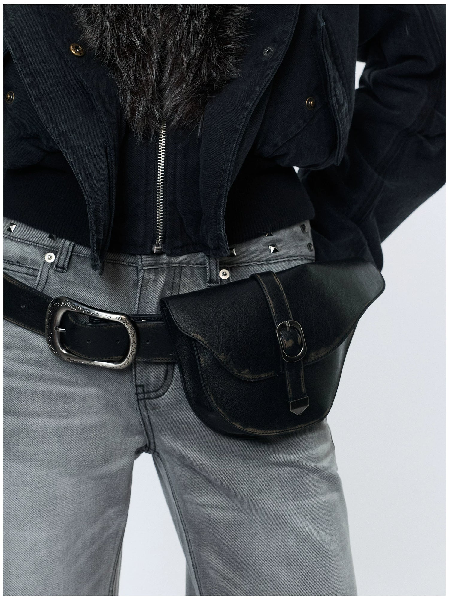 Vintage Detachable Buckle Zip Waist Bag Belt