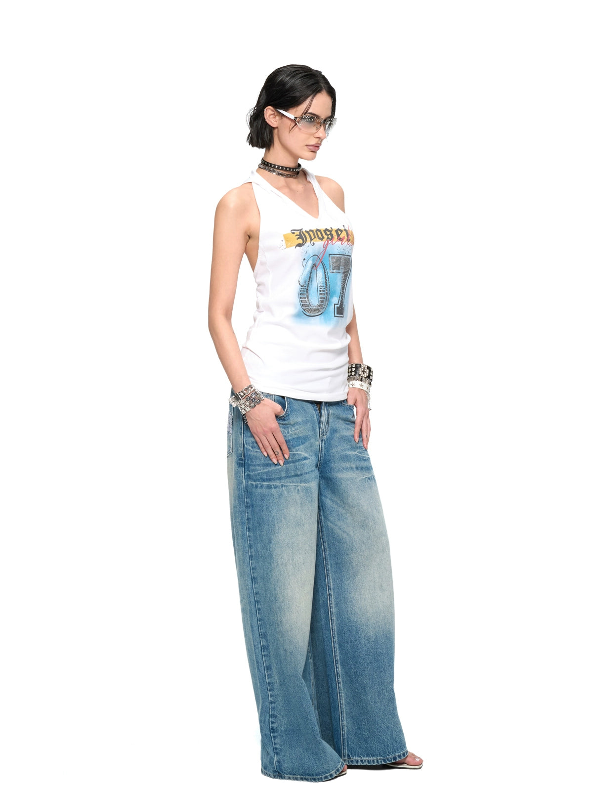 White Hooded Sleeveless Backless Vest