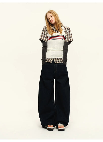 Vintage Contrast Wool-Blend Layered Knit T-Shirt