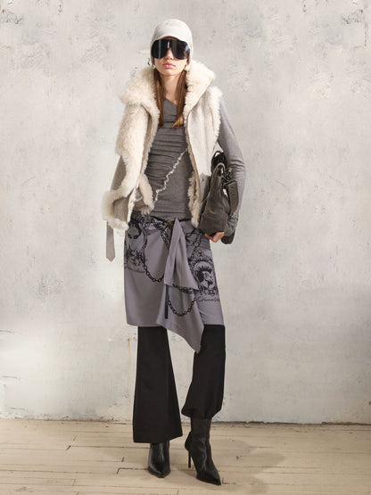 Vintage Shearling Wool-Blend Collared Vest