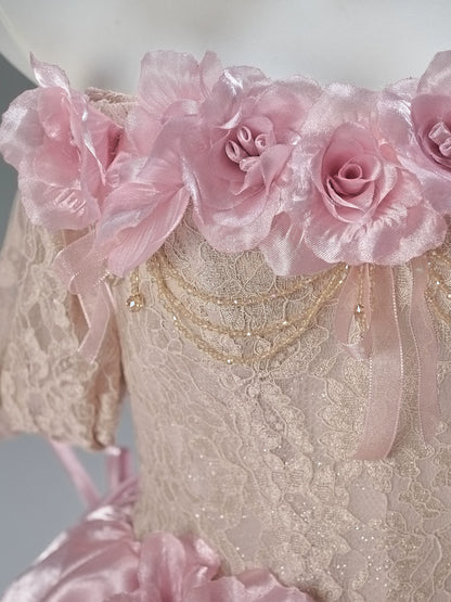 Elegant Lotus Pink Couture Gown