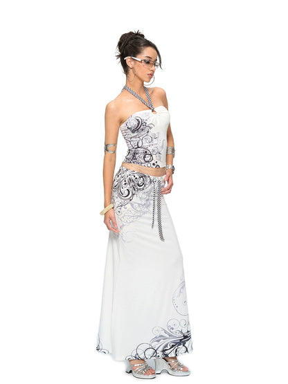 Rhinestone Halter Top &amp; Maxi Skirt Set