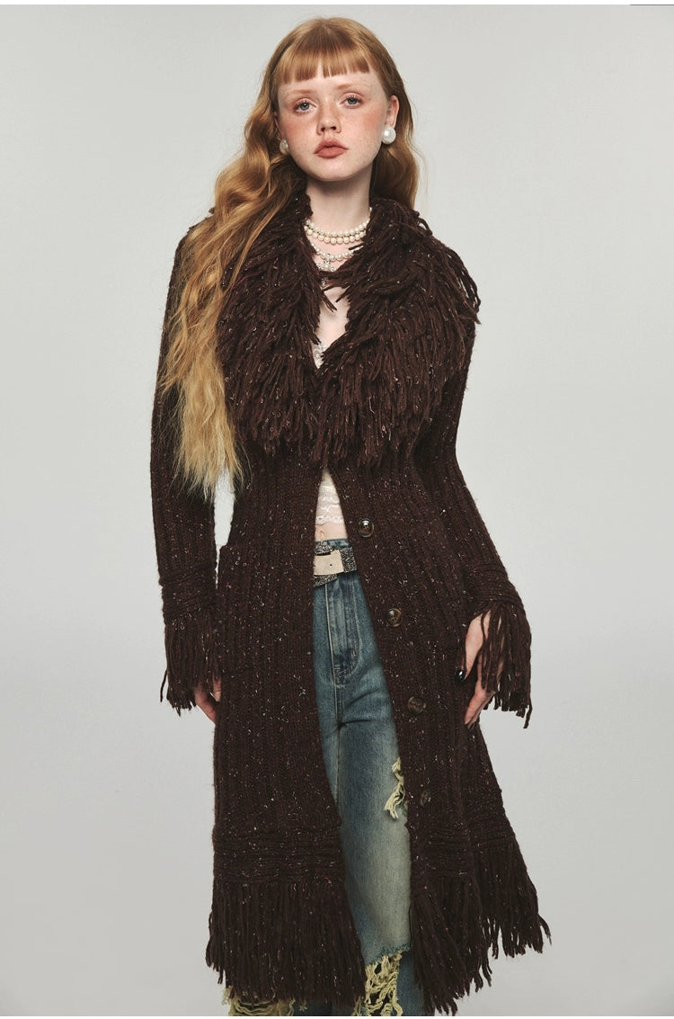 Tassel Knitted Maxi Overcoat - CHINASQUAD
