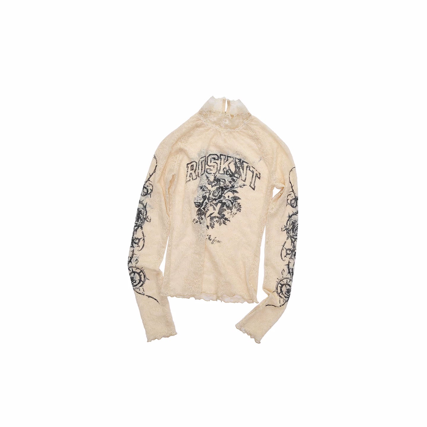 Vintage Rose Lace Print Sheer Base-Layer