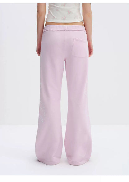 Rebel Script Print Relaxed Flared Sweatpants