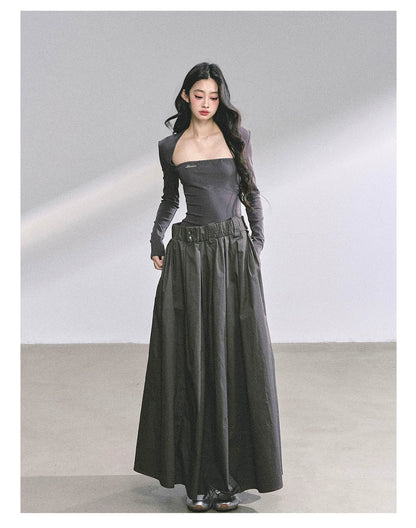 French Relaxed Long Sleeve Maxi Dress