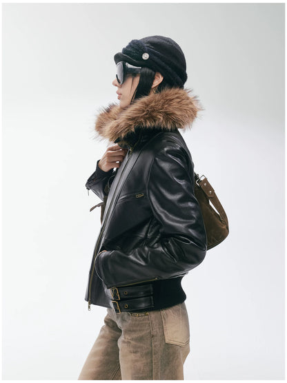 Heavy Punk Windproof Quilted Leather Jacket