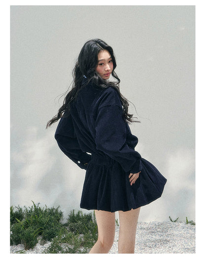 Corduroy Academy Faux Two-Piece Dress