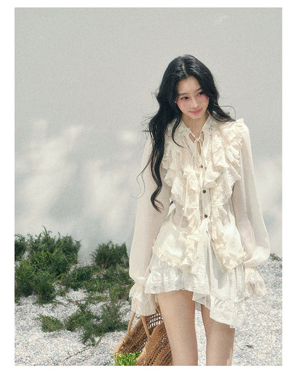 Vintage Lace Ruffle Shirt