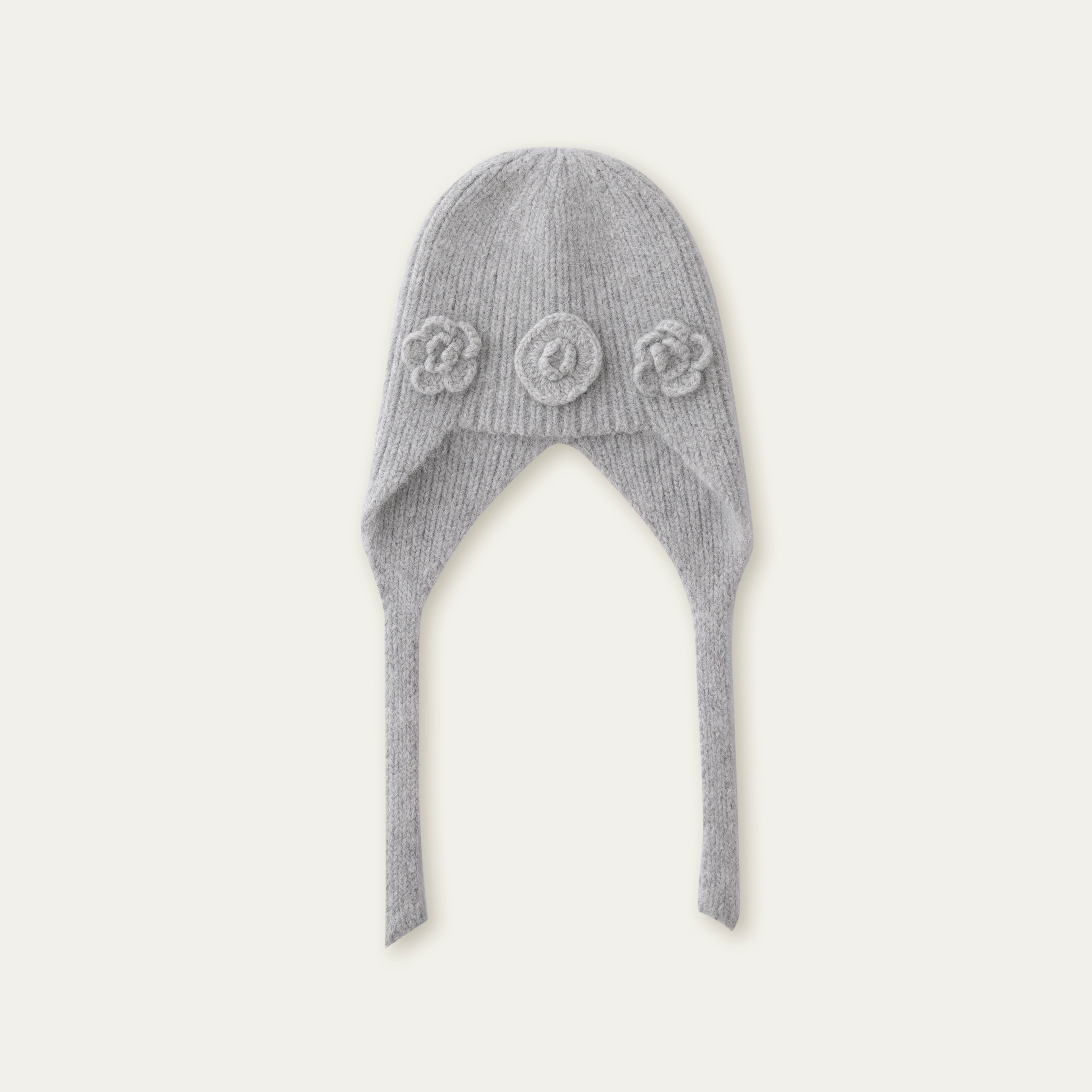 Floral Angora Knit Beanie