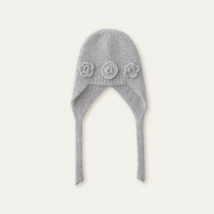Floral Angora Knit Beanie