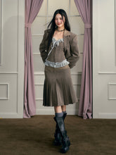 Brown Shawl Collar Jacket & Skirt Set - CHINASQUAD