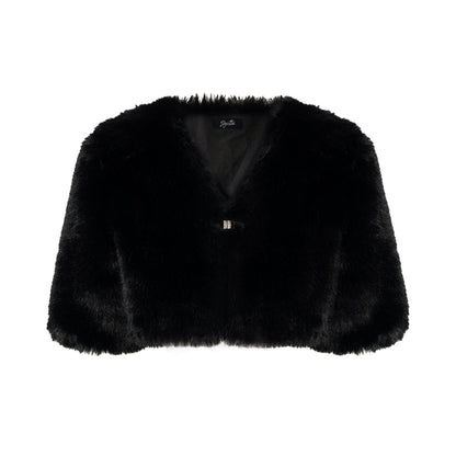 Eco-Faux Fur Cropped Holiday Jacket