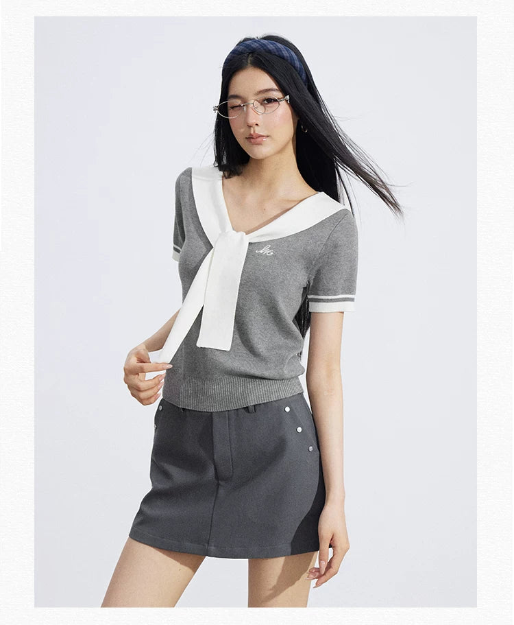 Lyocell Soft-Touch Layered Scarf Knit Top