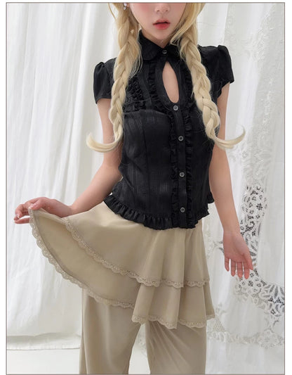 Ruffled Wide Leg Pants