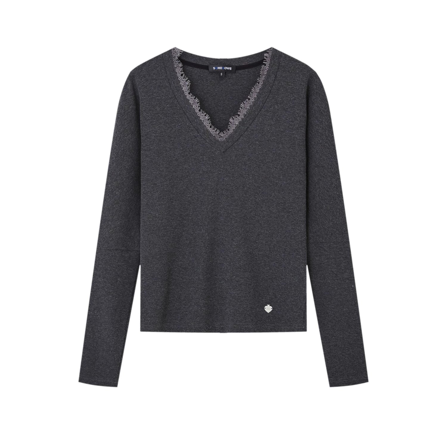 Lace Spliced Fake Two-Piece Knit Sweater
