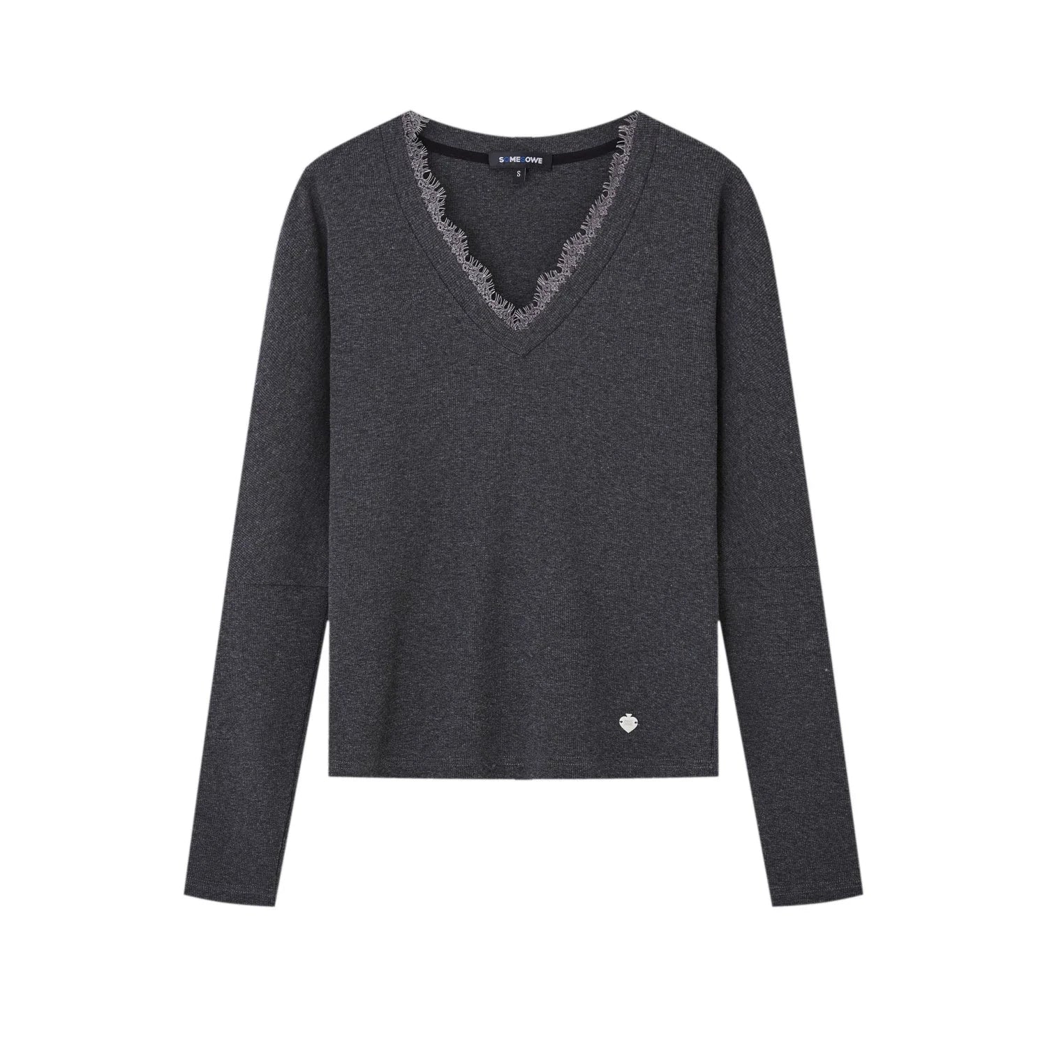 Lace Spliced Fake Two-Piece Knit Sweater
