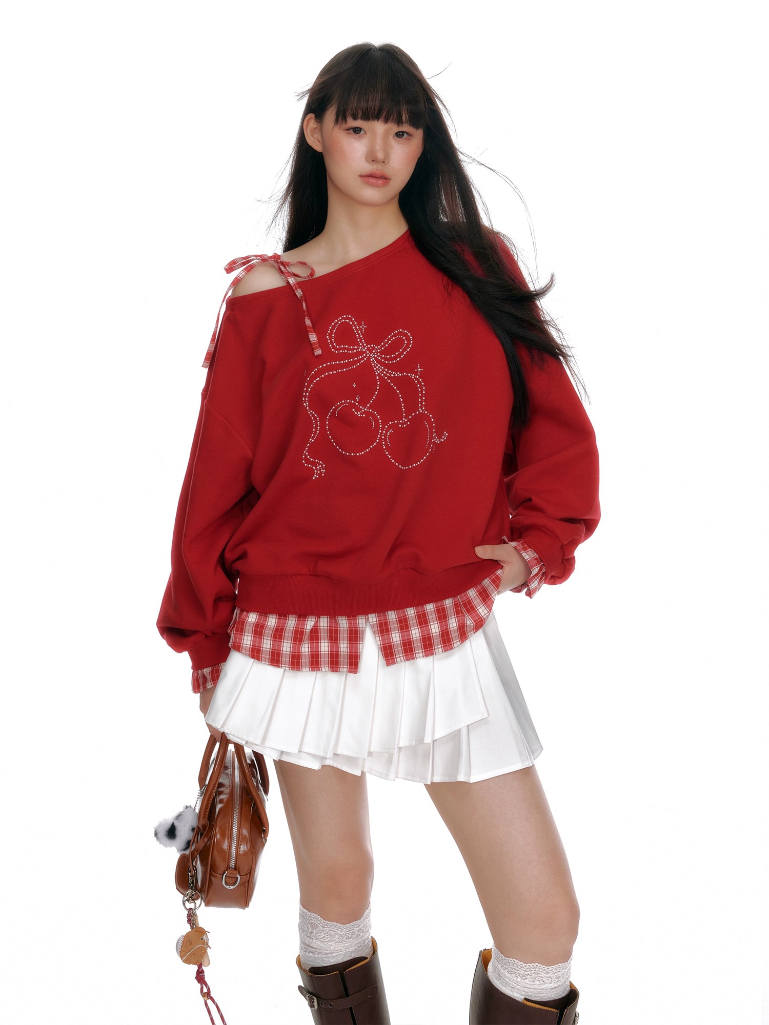 Faux Layered Off-Shoulder Sweatshirt