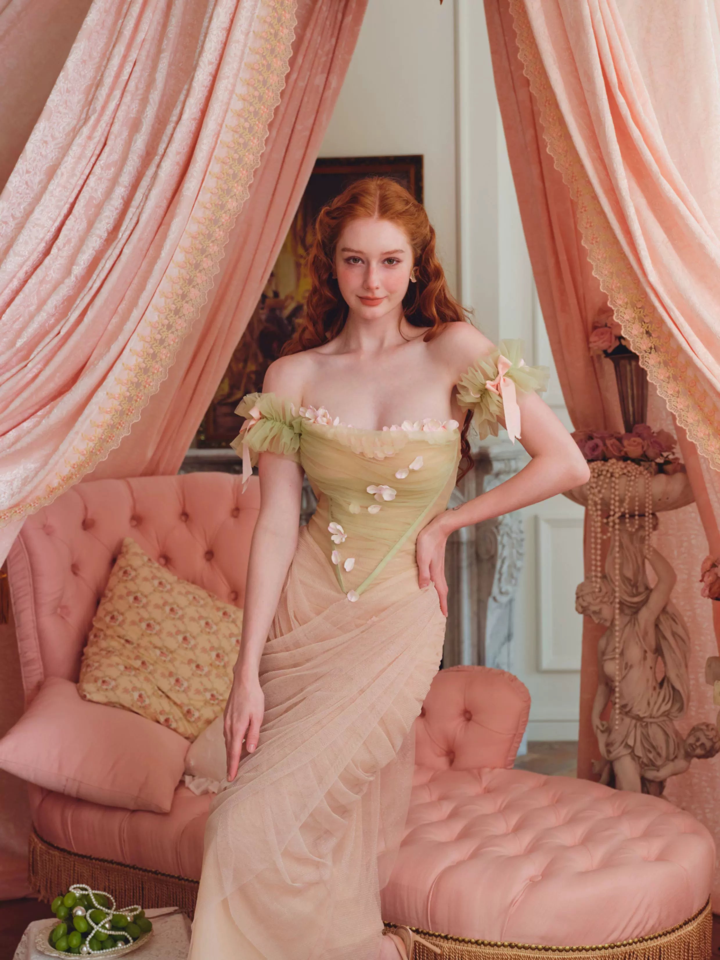 French Gentle Corset Strapless Gown Dress