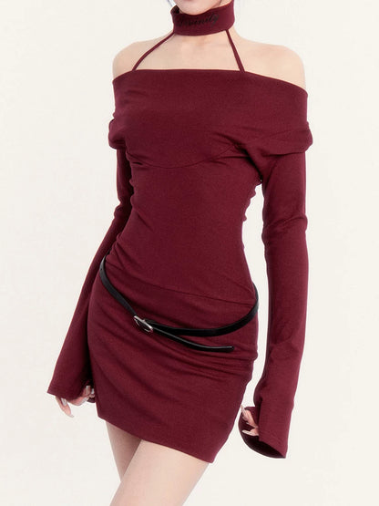 Dark Muse Cowl Neck Choker Bodycon Dress