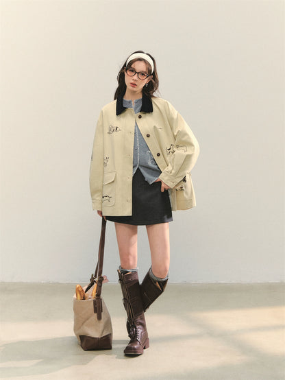 Barn Style Puppy Embroidery Jacket