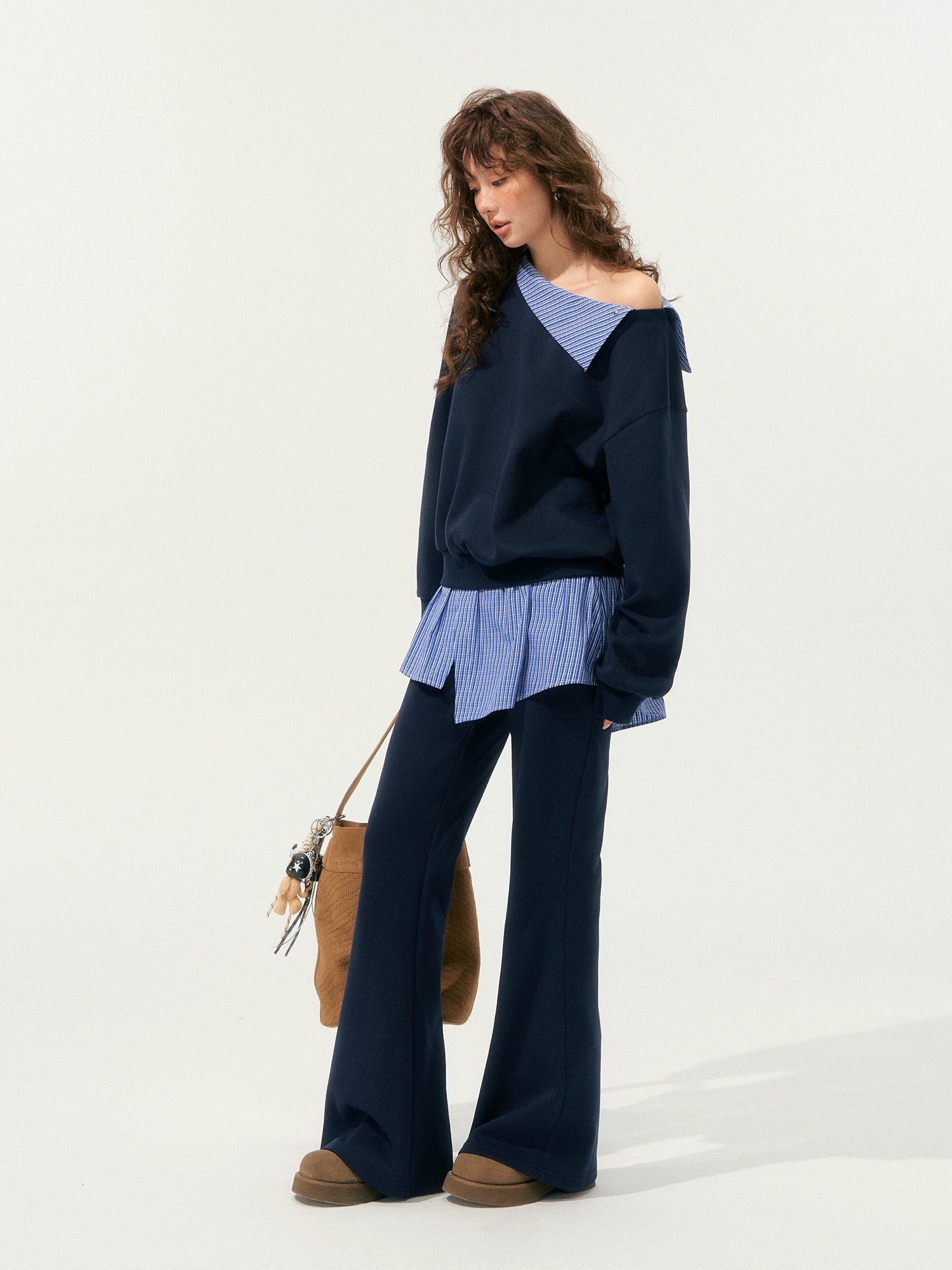 Detachable Spliced Collar Sweatshirt