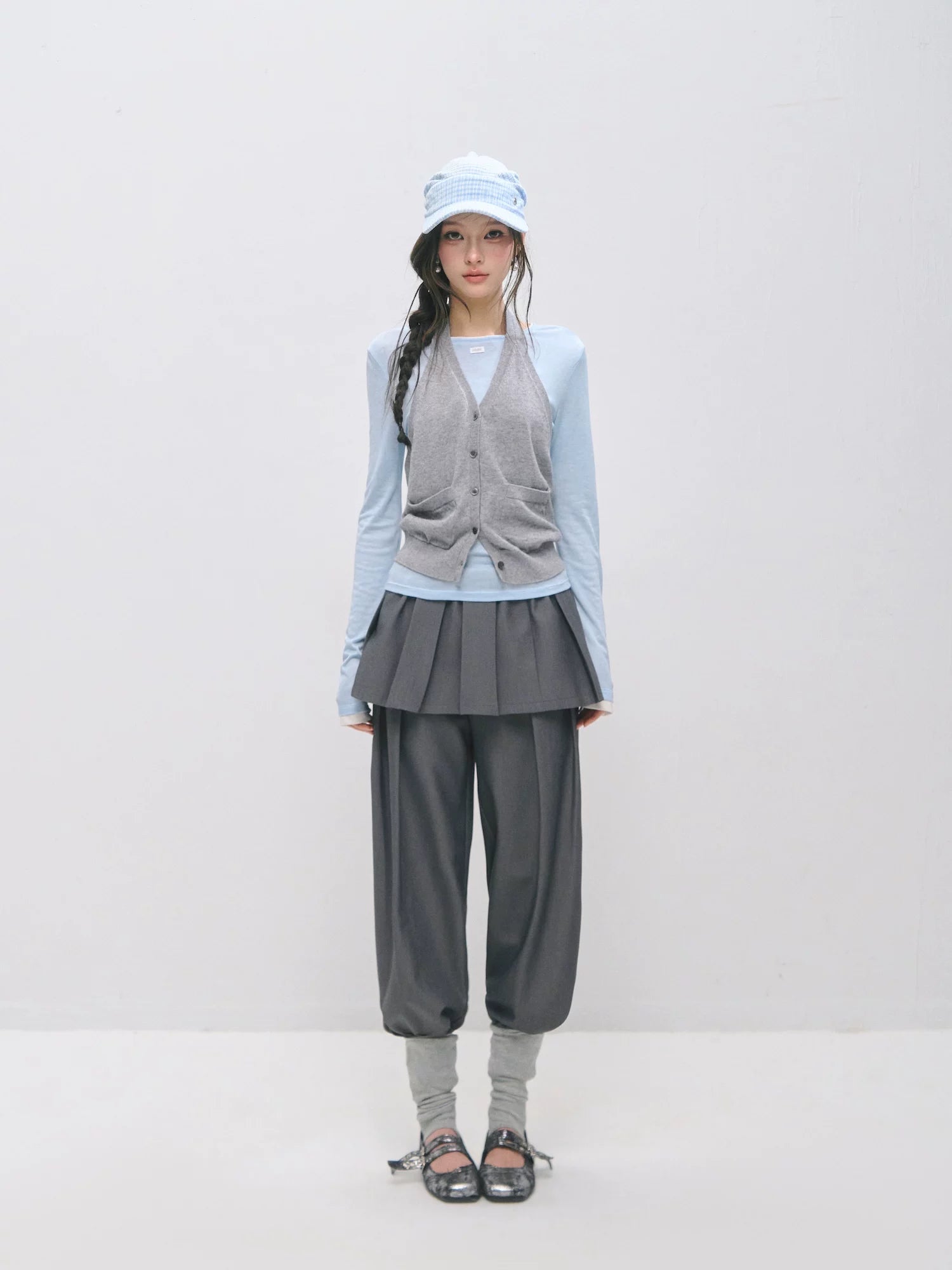 Layered Halter Tank &amp; Long Sleeve Knit Top Set