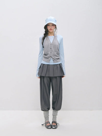 Layered Halter Tank &amp; Long Sleeve Knit Top Set