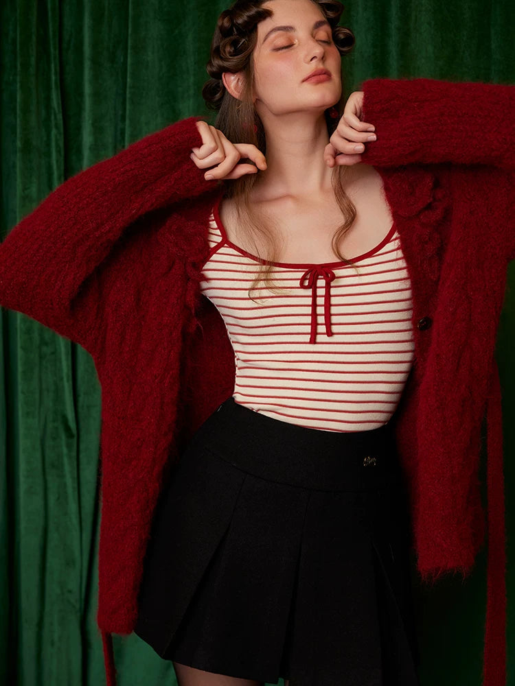 Hand-Crocheted Wool Knit Cardigan