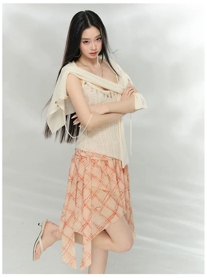 Asymmetric Printed Chiffon Mini Skirt