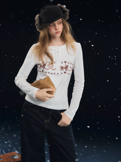 Carousel Print Plush-Feel Top