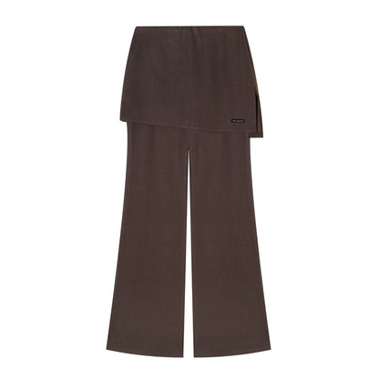 Asgony Asymmetric Layered Flare Knit Pants