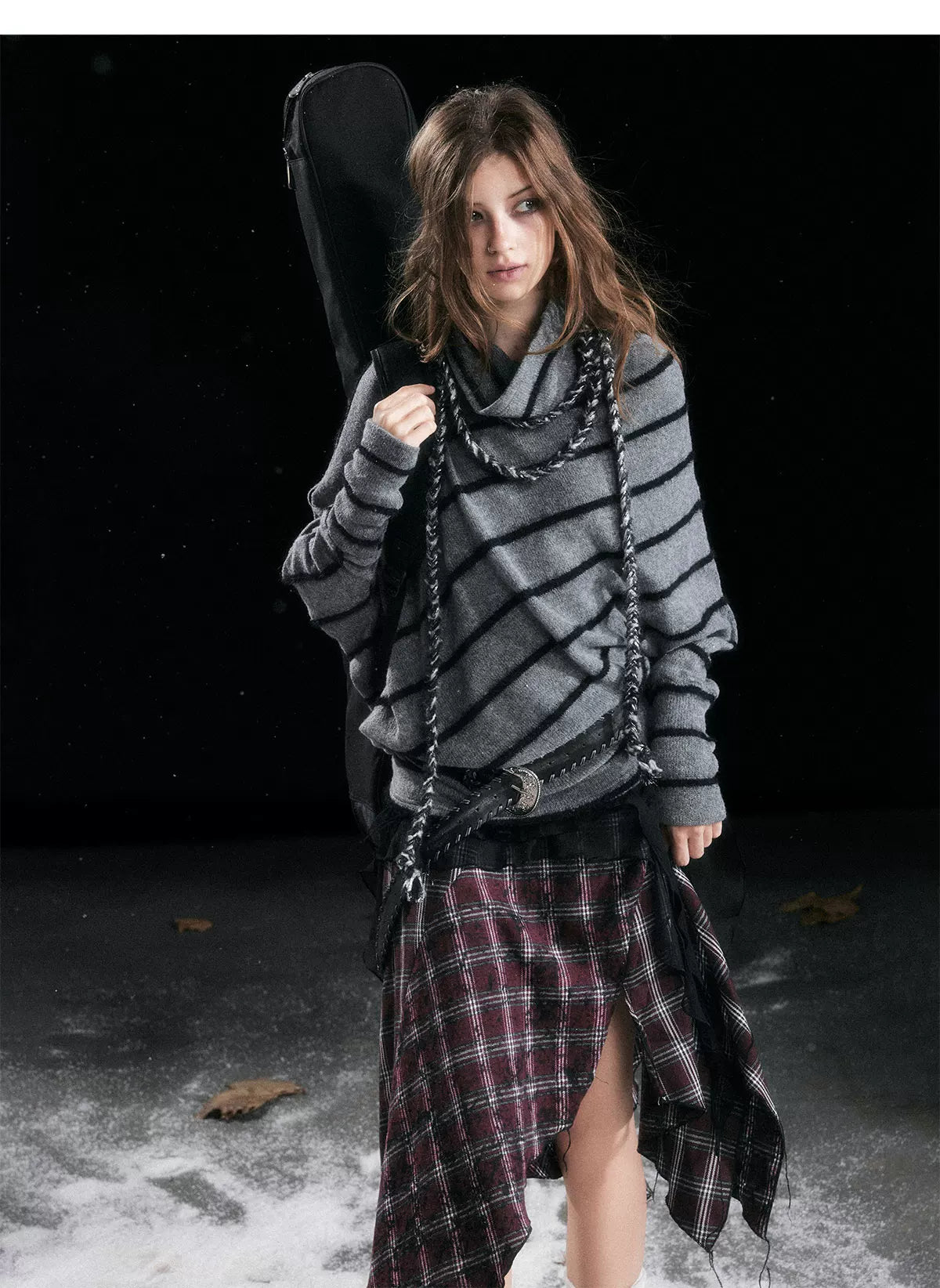Diagonal Stripe Batwing Sweater