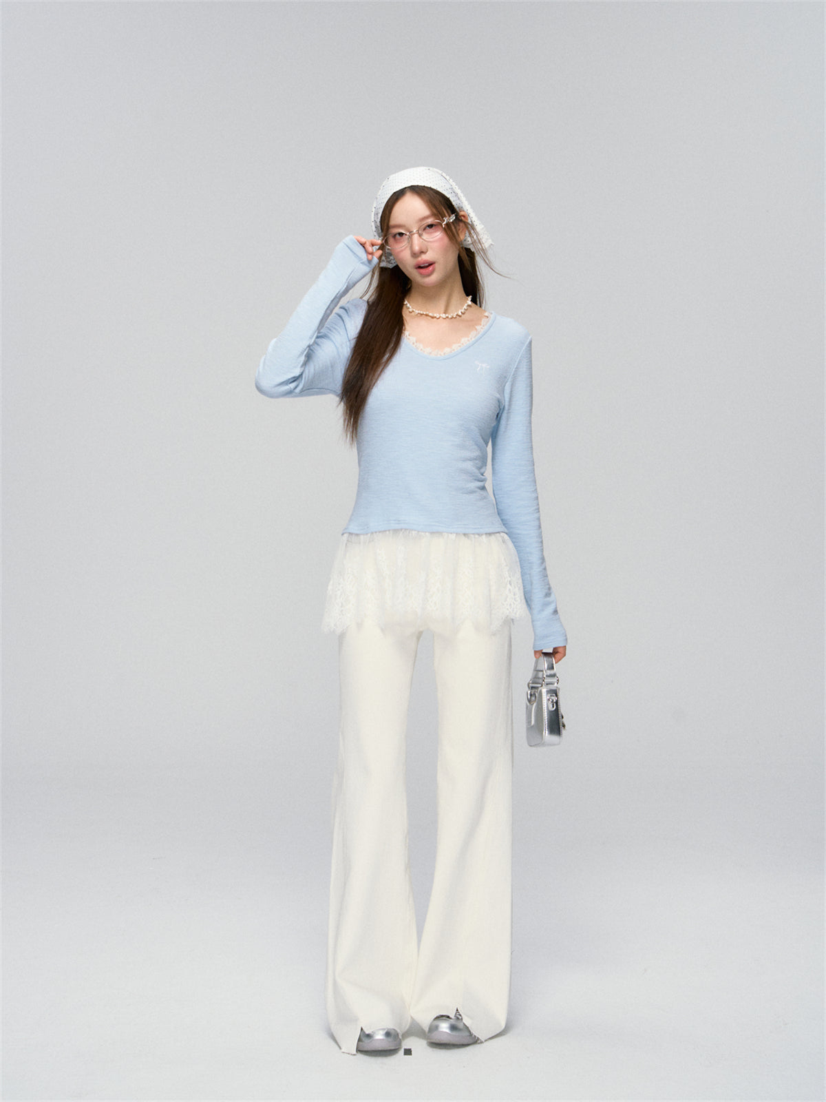 White Fringed Bell-bottom Wide-leg Jeans