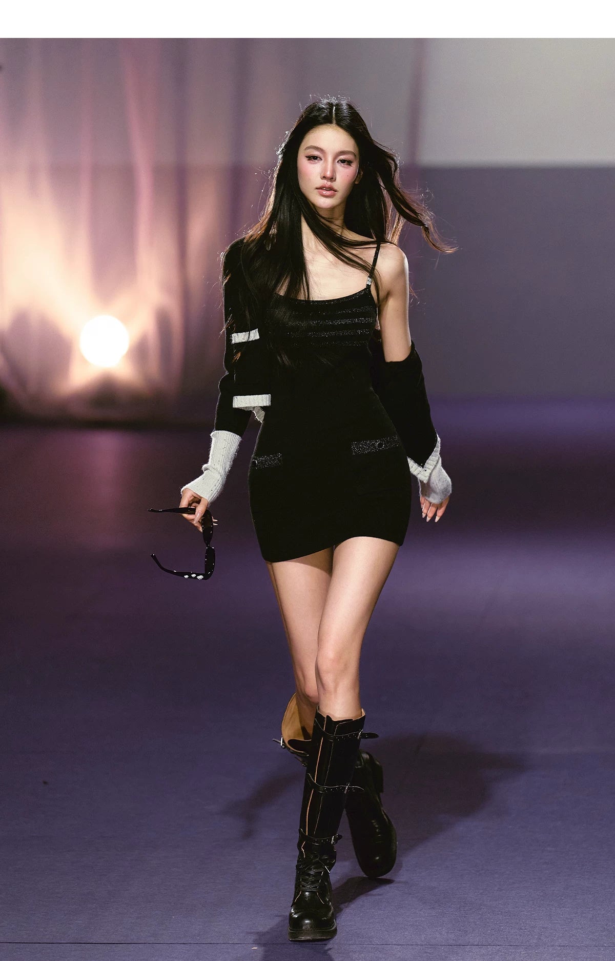 Luminous Sheer Knit Strappy Bodycon Dress