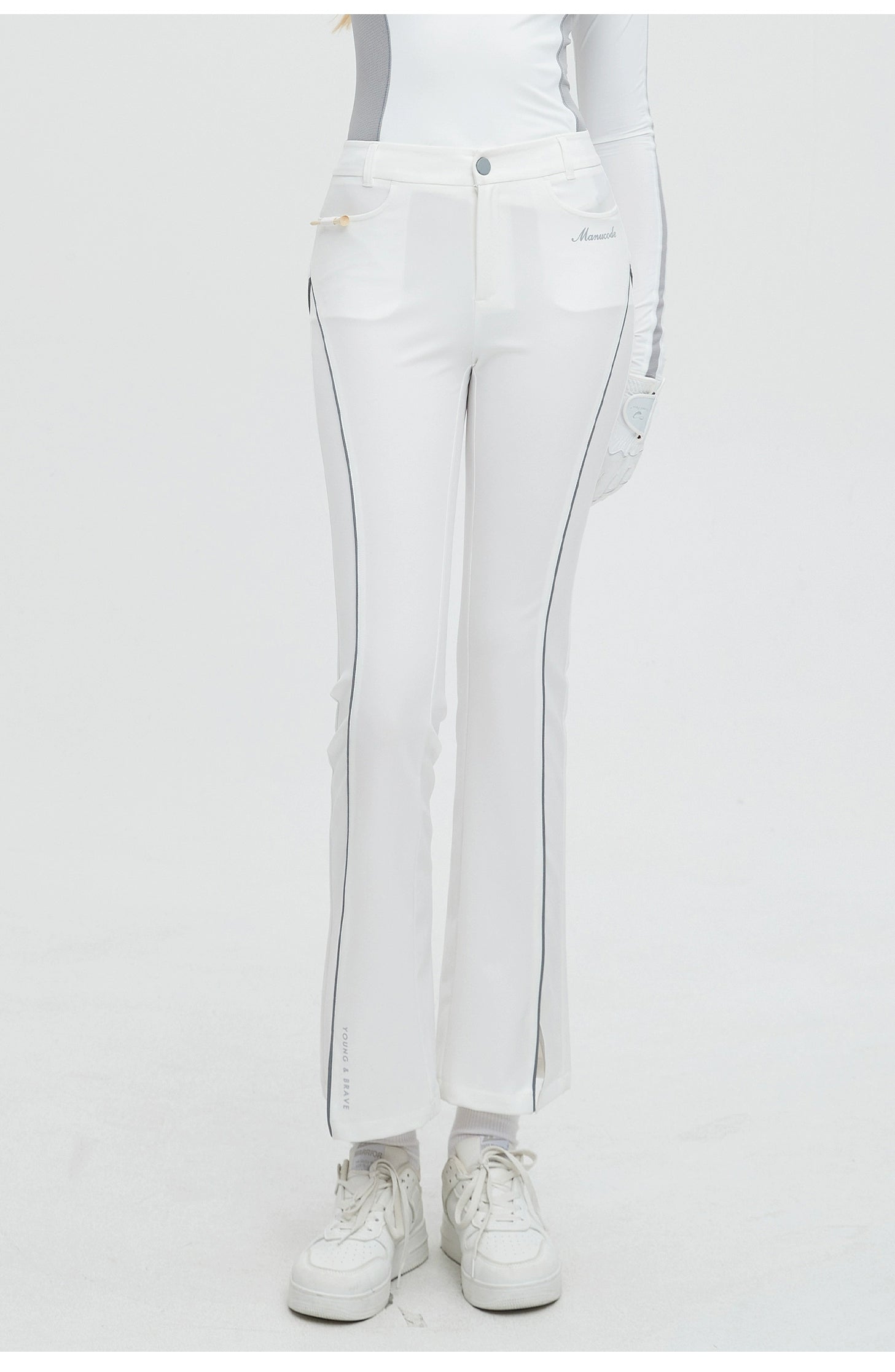 White Quick-dry Golf Turtleneck Top &amp; Trousers Set