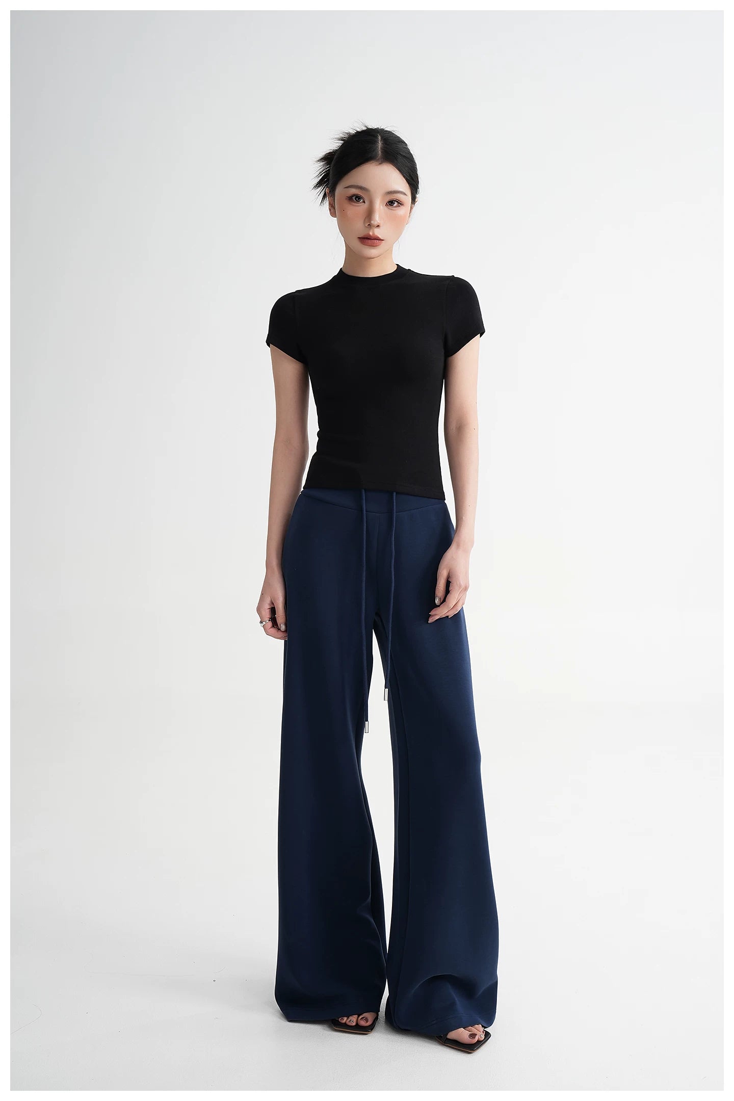 High-Waisted Knit Wide-Leg Trousers