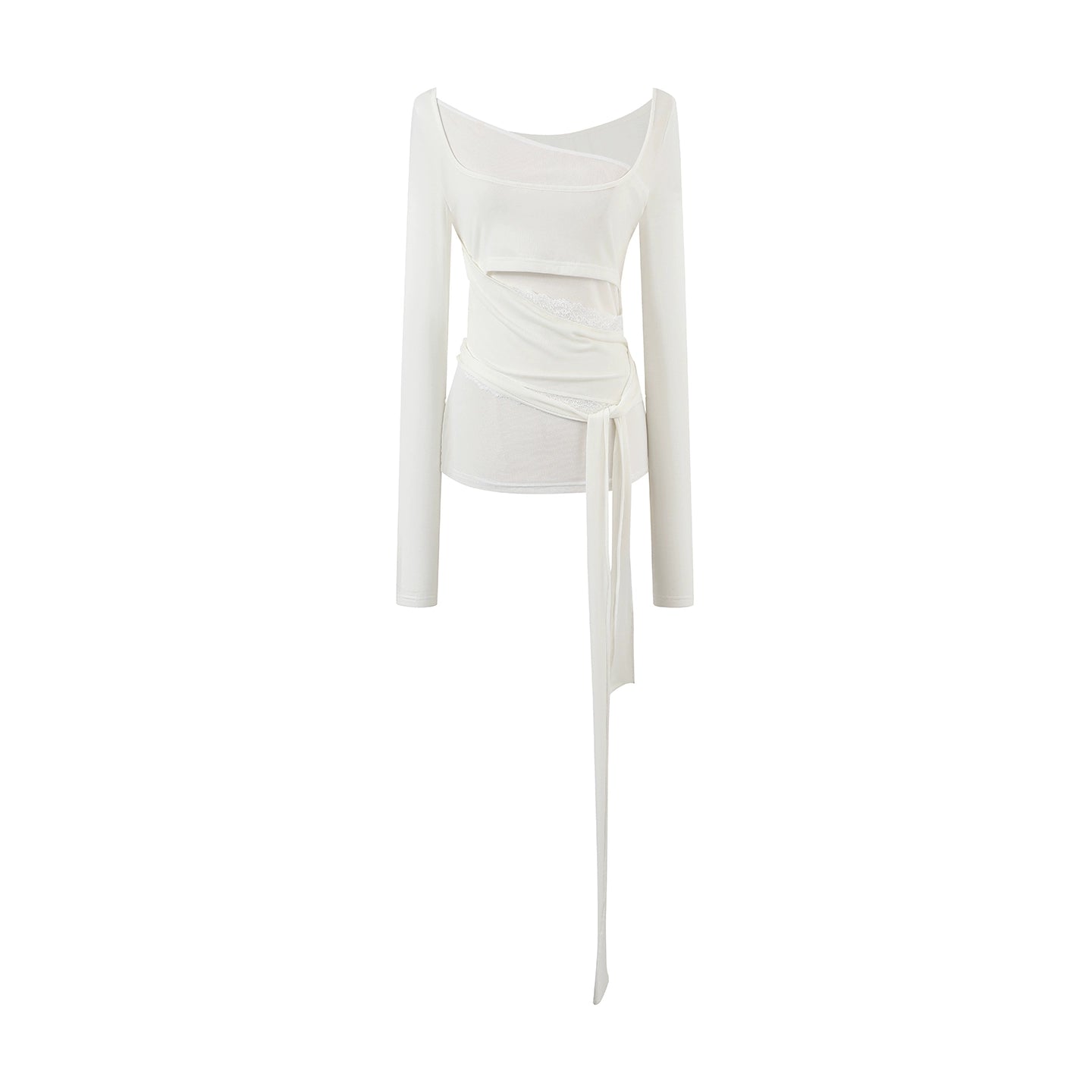 Layered Mesh-Knit Asymmetric Slim-Fit T-Shirt