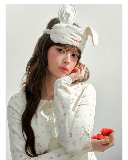 Vintage Hand-Drawn Floral Sleep &amp; Hair Accessory Set