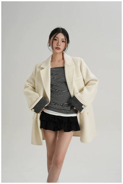 Mid-Length Double-Faced Wool Blazer