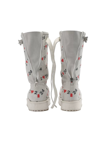 Letter Print Suede Snow Boots