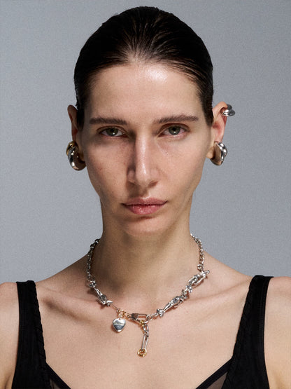 Silver Reconstructed Vintage Mermaid Heart Necklace