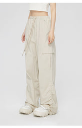 Ruched Wide-Leg Cargo Pants - CHINASQUAD