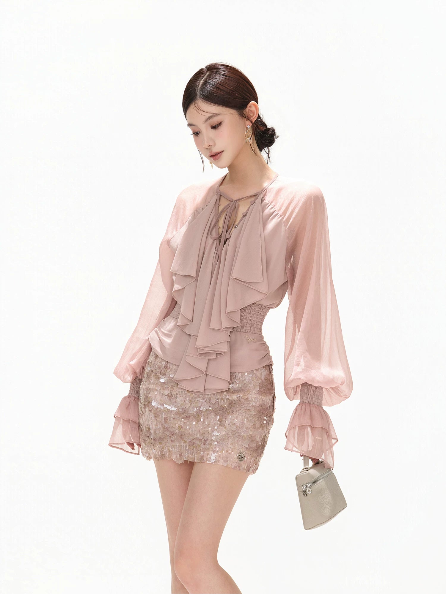 Luminous Nouveau Ruffle Chiffon Blouse