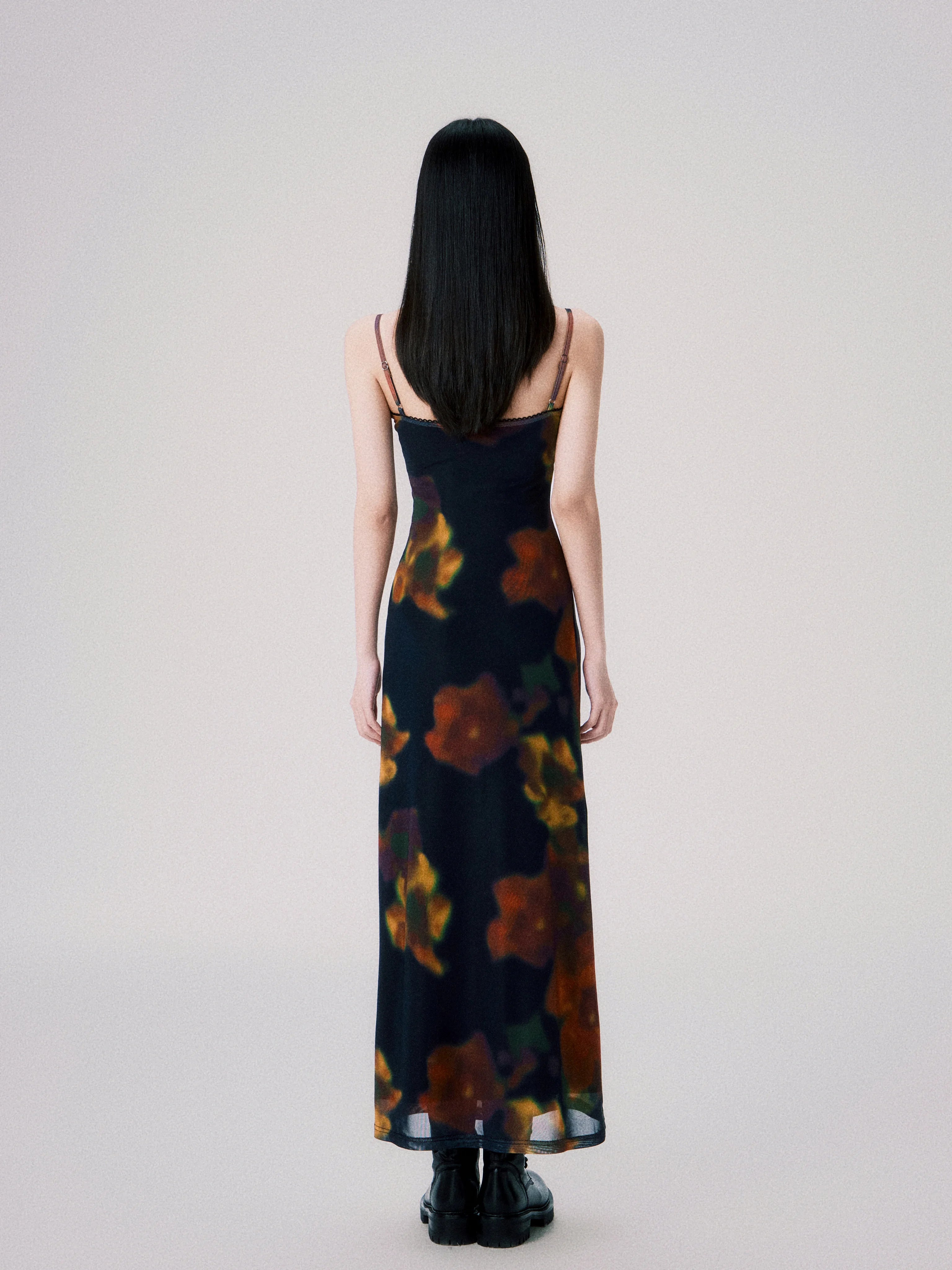 Vintage Printed Spaghetti-Strap Dress