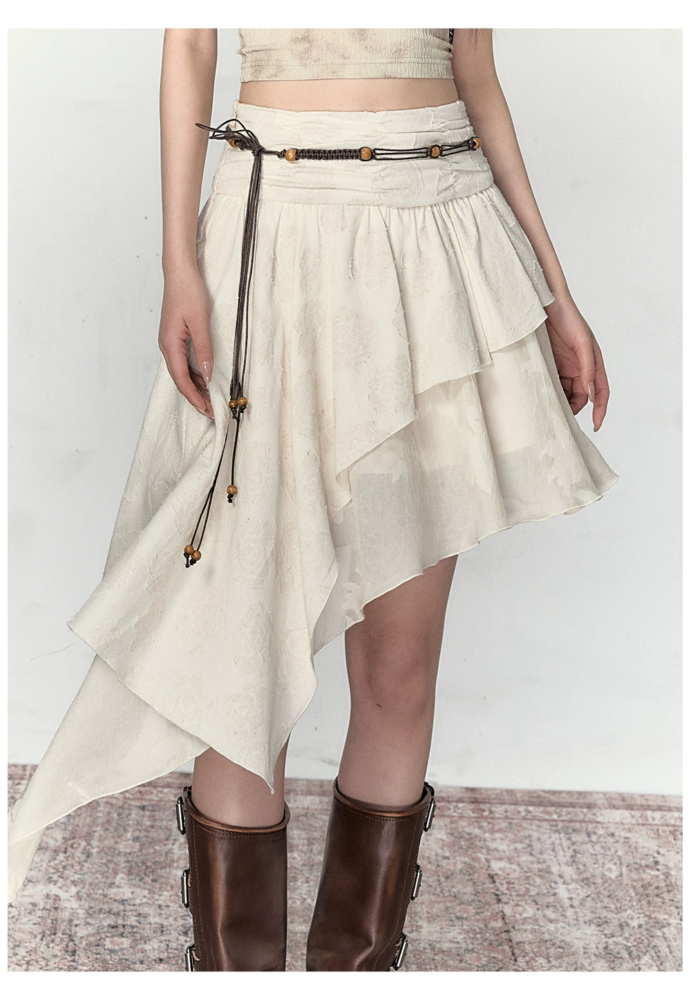 Beige New Chinese Irregular Skirt
