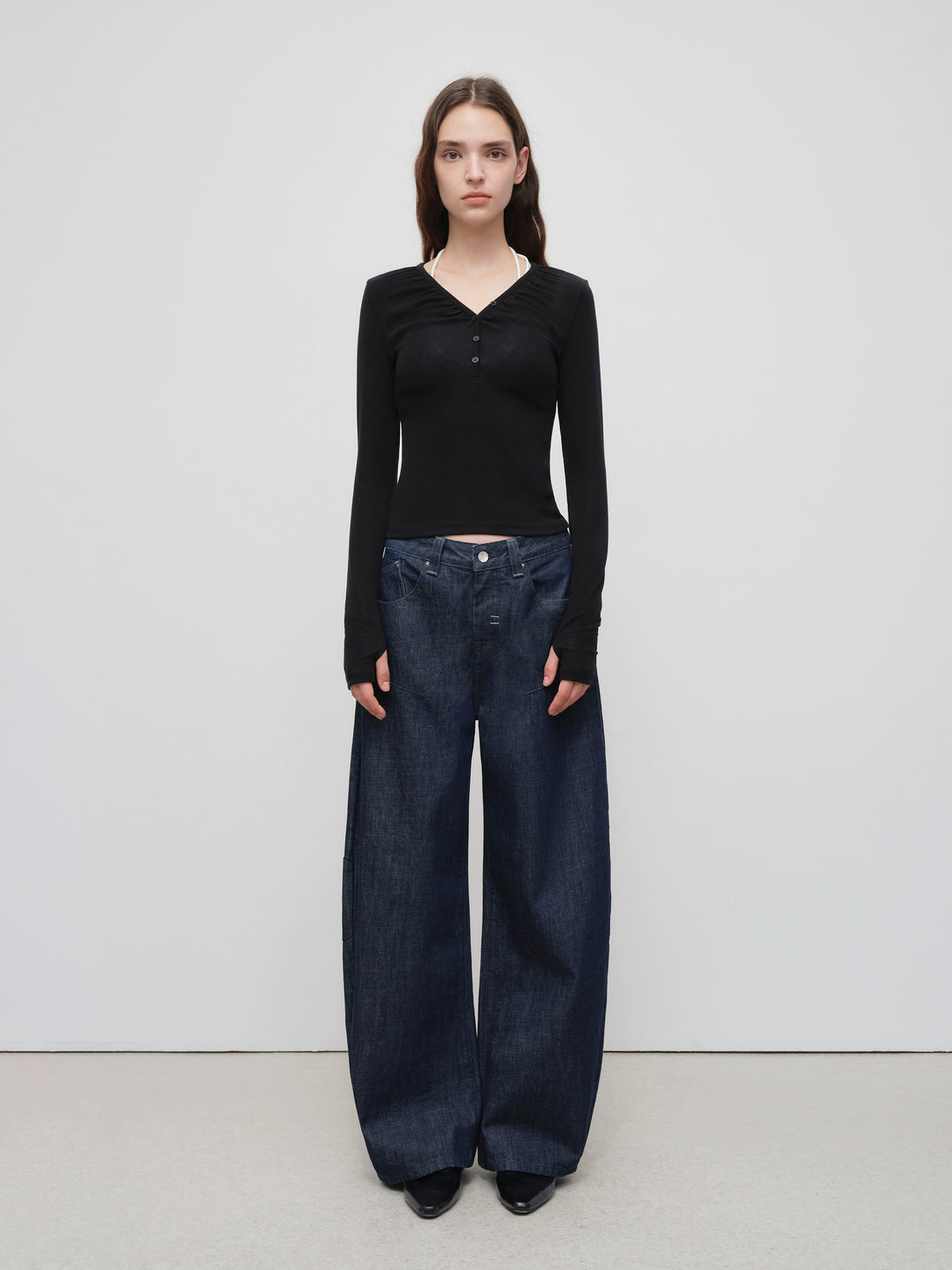 Chitu Pleated Washed Denim Jeans