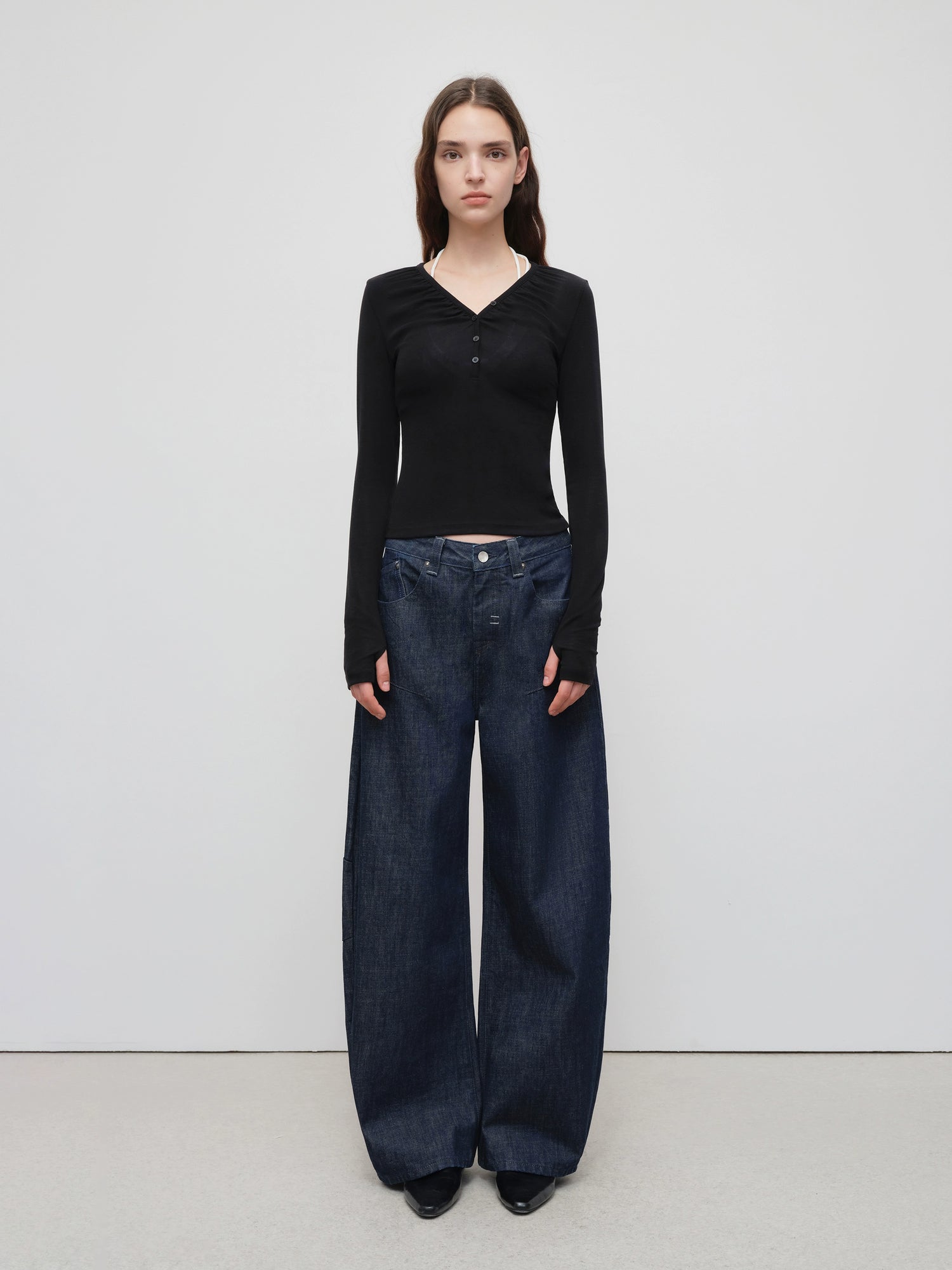 Chitu Pleated Washed Denim Jeans