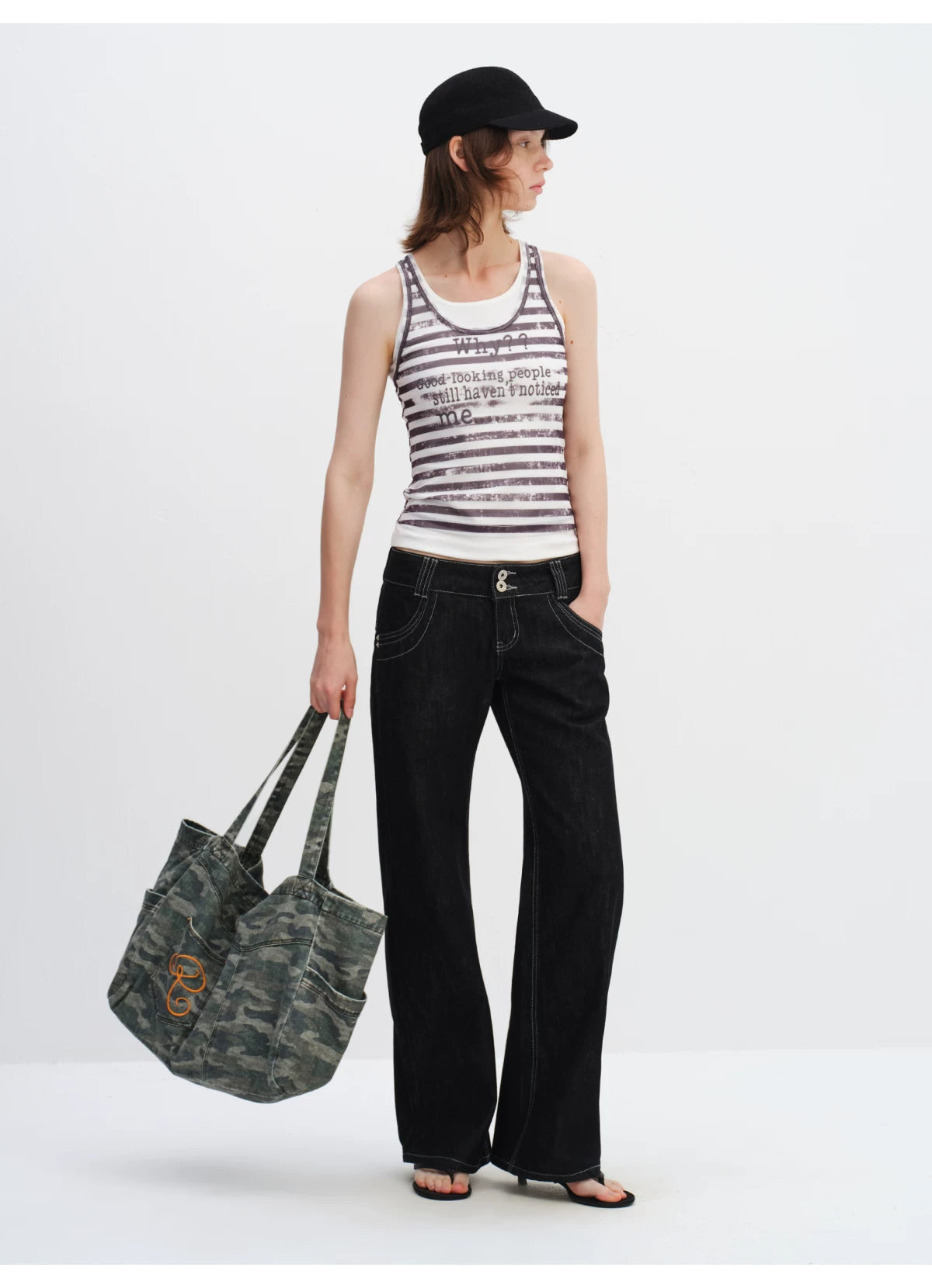 Washed Camouflage Canvas Tote Bag